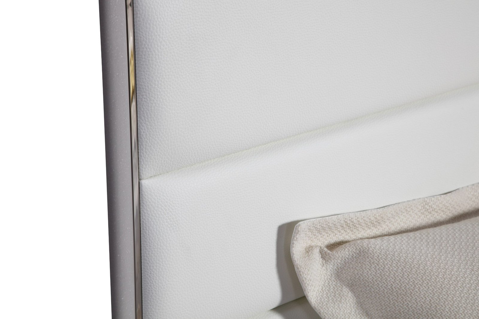 Modrest Cartier - Modern White Vegan Leather + Stainless Steel Bedroom Set - Image 4