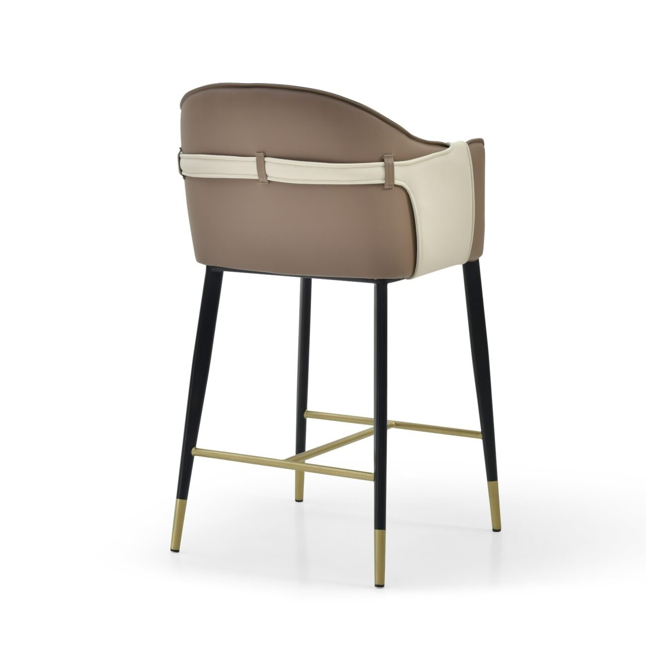 Modrest Calderon - Modern Brown & Beige Vegan Leather Counter Chair - Image 3