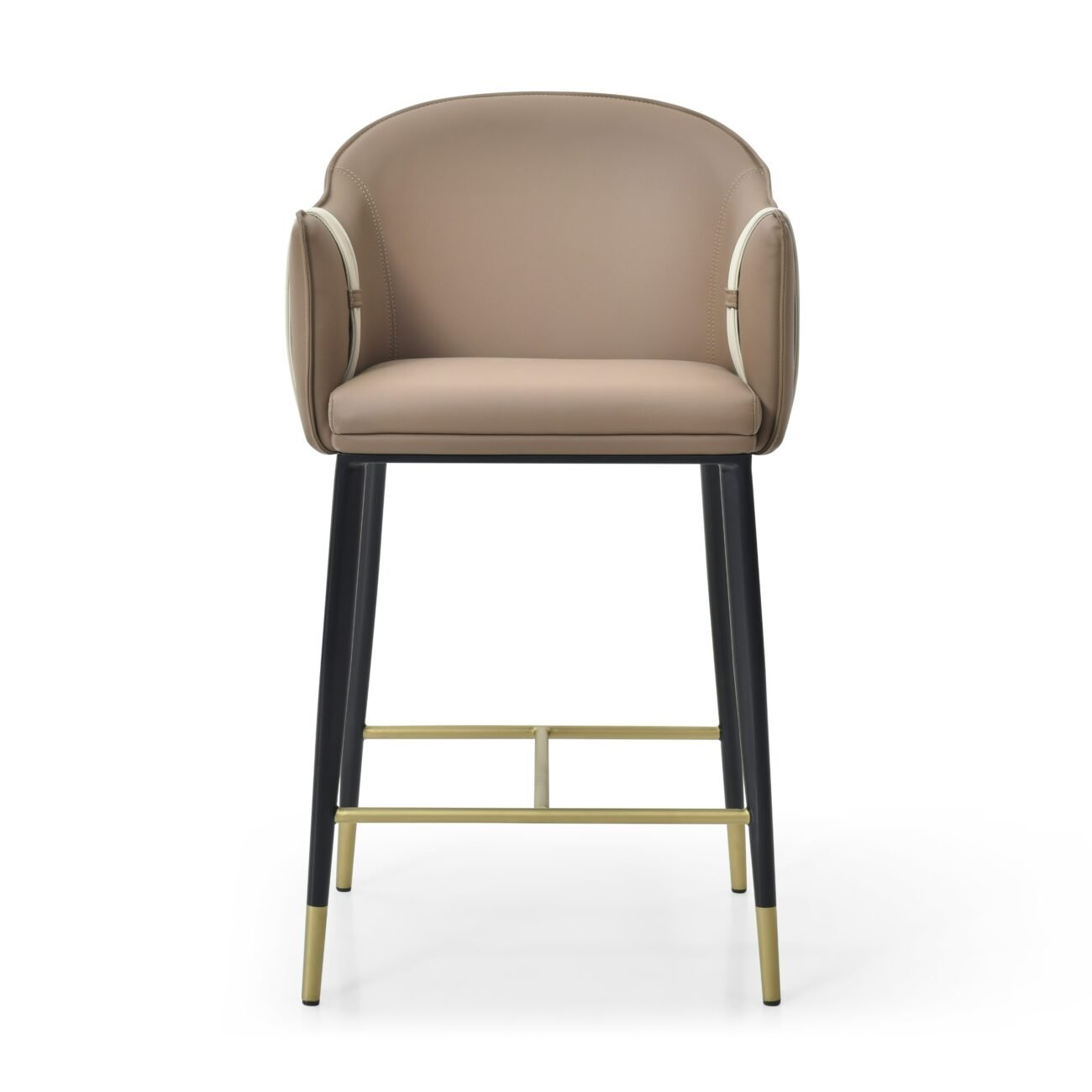 Modrest Calderon - Modern Brown & Beige Vegan Leather Counter Chair