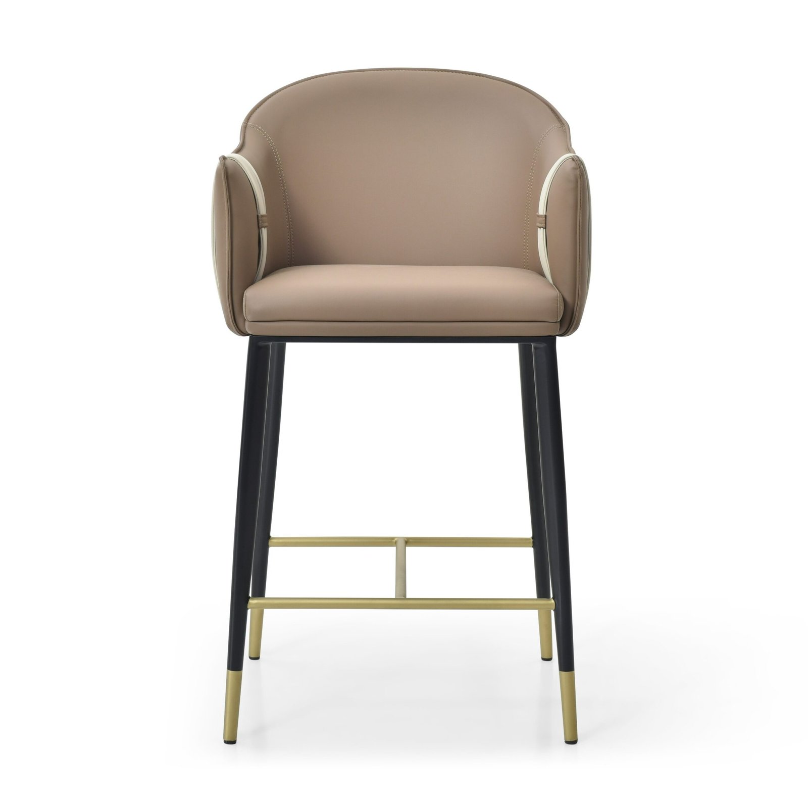 Modrest Calderon - Modern Brown & Beige Vegan Leather Counter Chair