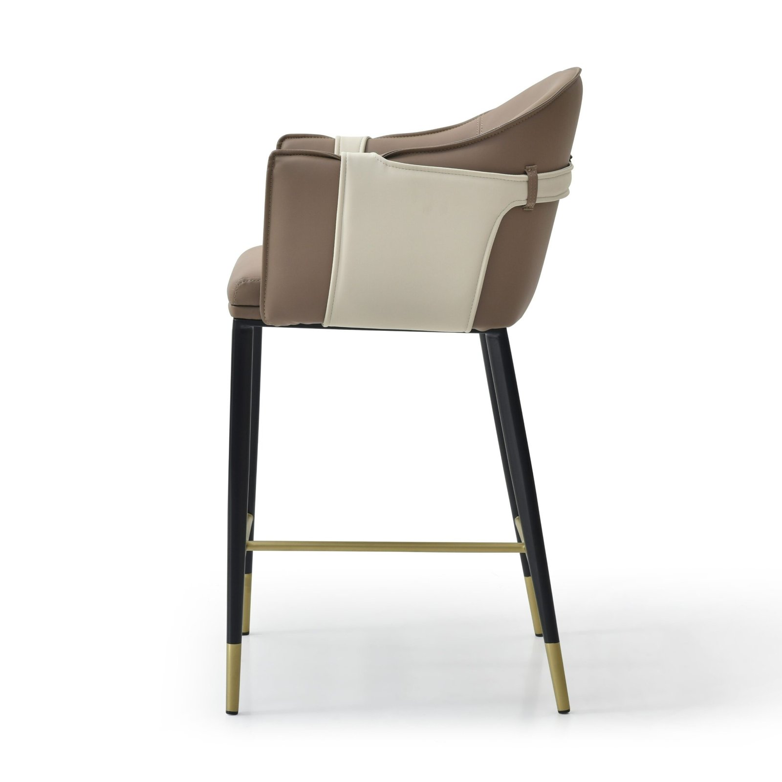 Modrest Calderon - Modern Brown & Beige Vegan Leather Counter Chair - Image 2