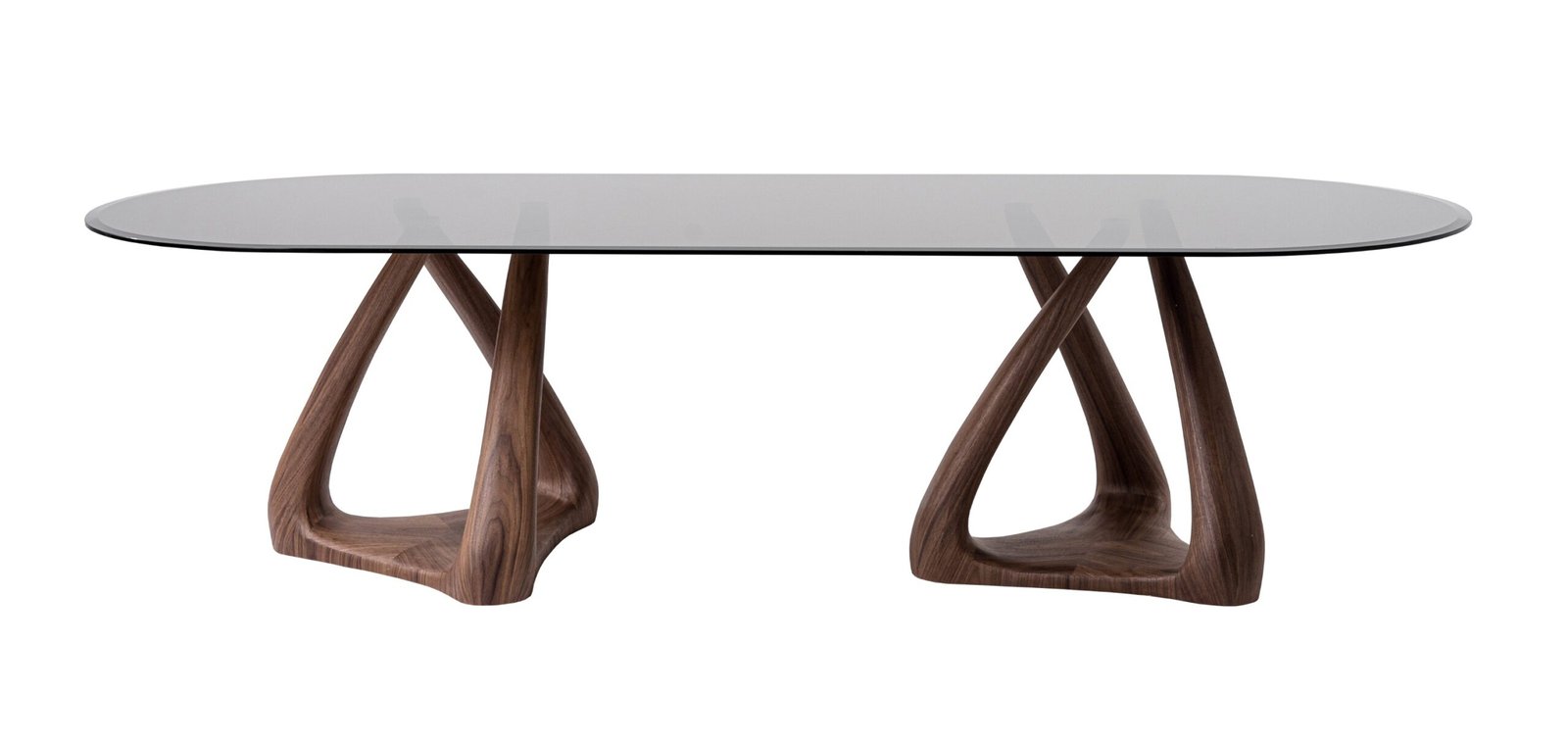 Modrest Christy - Mid-Century Modern Grey Glass + Walnut Oval Dining Table - Image 3
