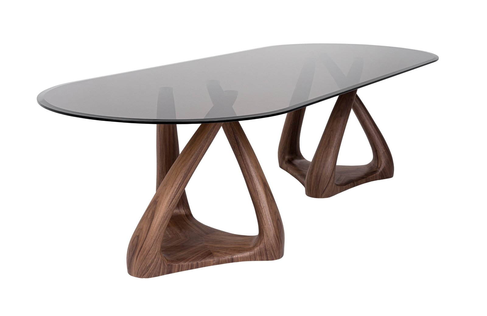 Modrest Christy - Mid-Century Modern Grey Glass + Walnut Oval Dining Table - Image 4