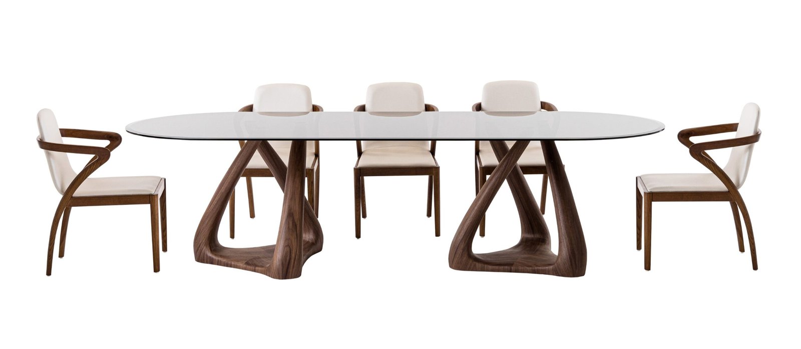 Modrest Christy - Mid-Century Modern Grey Glass + Walnut Oval Dining Table - Image 5