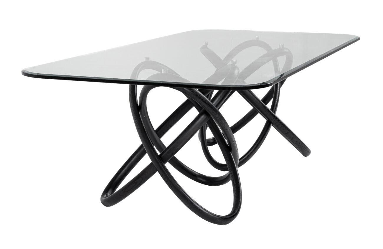 Modrest Mason Modern Glass & Black Ash Dining Table - Image 2