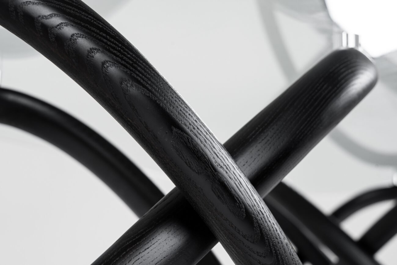 Modrest Mason Modern Glass & Black Ash Dining Table - Image 3