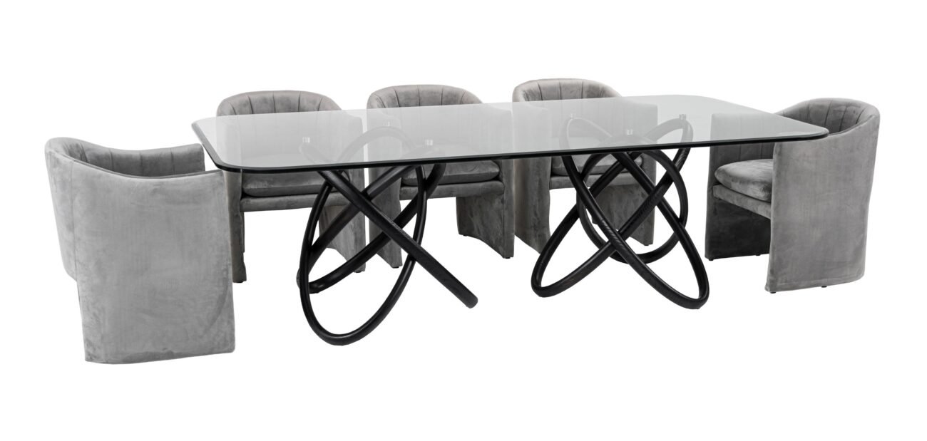 Modrest Mason Modern Glass & Black Ash Dining Table - Image 5