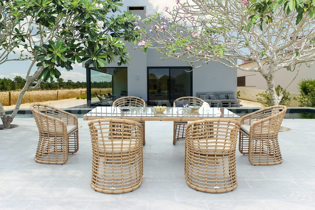 Renava Mina - Outdoor Bamboo Wicker Dining Set - Image 4