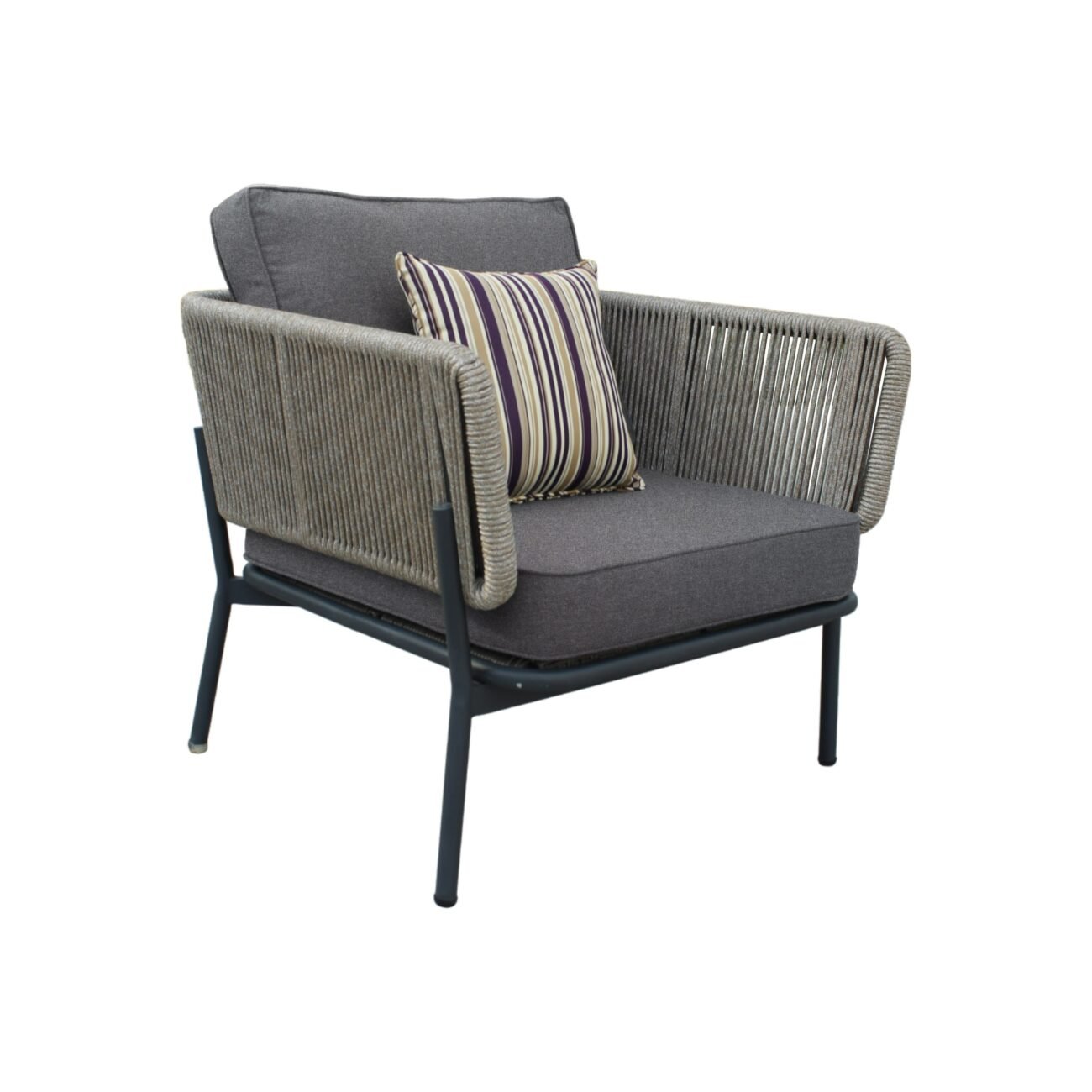 Renava Suntide - Outdoor Grey Fabric + Beige Rattan + Grey Acacia Sofa Set - Image 4
