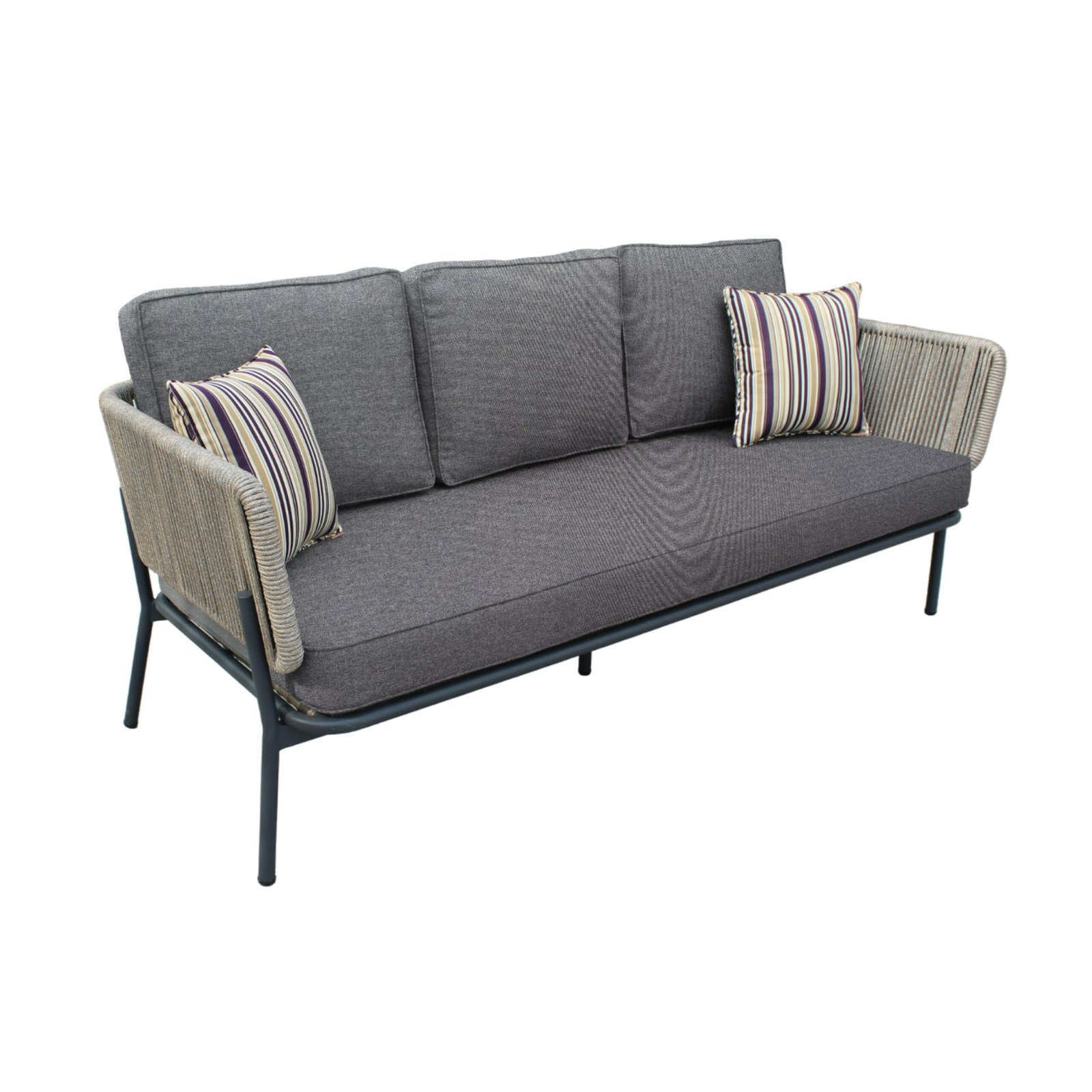 Renava Suntide - Outdoor Grey Fabric + Beige Rattan + Grey Acacia Sofa Set - Image 2