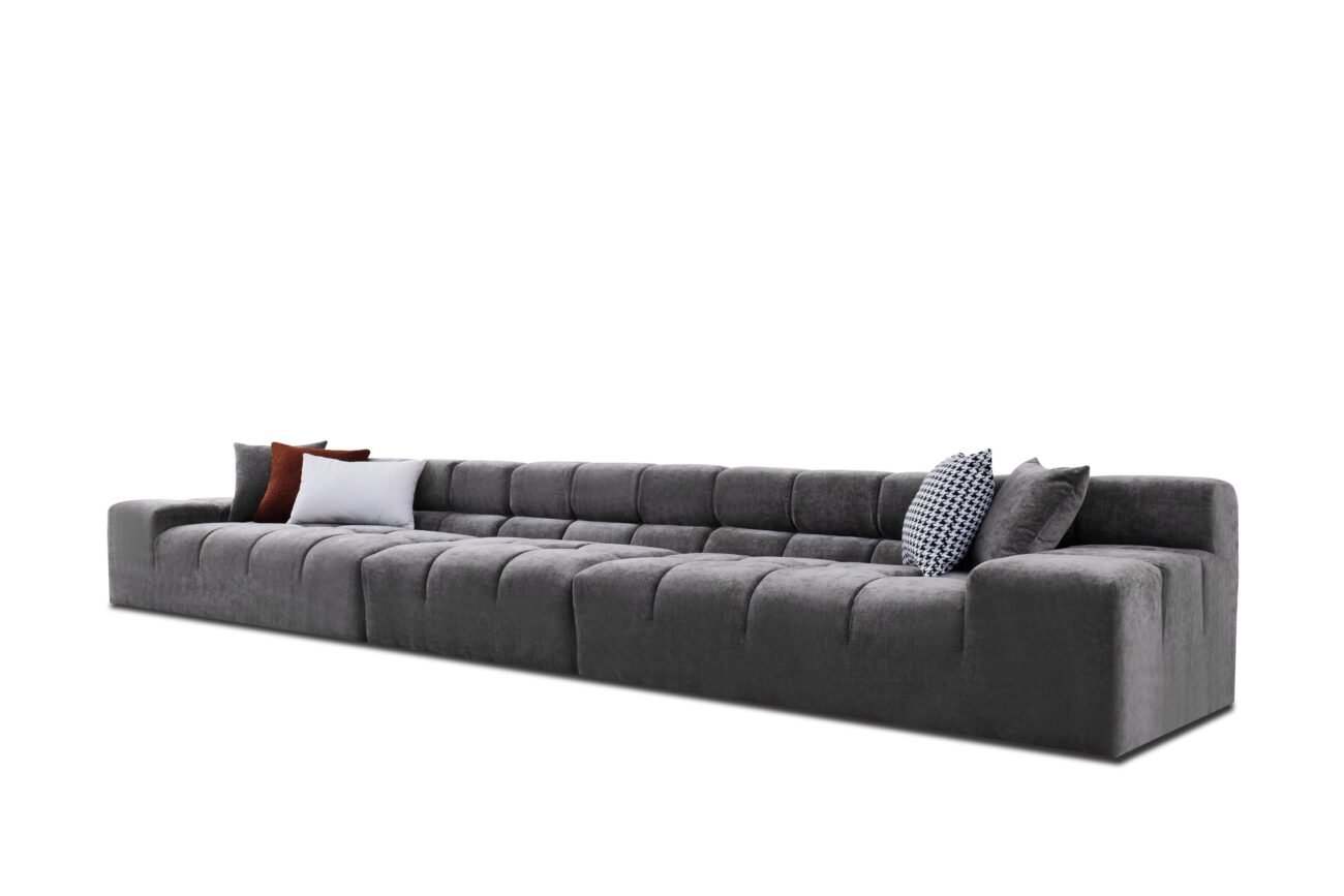 Divani Casa Rhonda - Modern Grey Fabric 4-Seater Sofa - Image 2