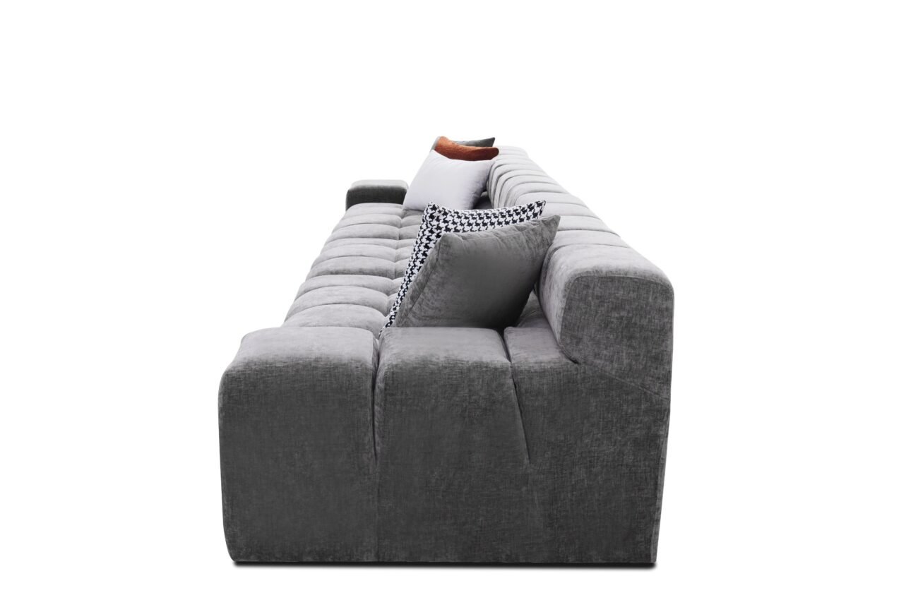 Divani Casa Rhonda - Modern Grey Fabric 4-Seater Sofa - Image 3