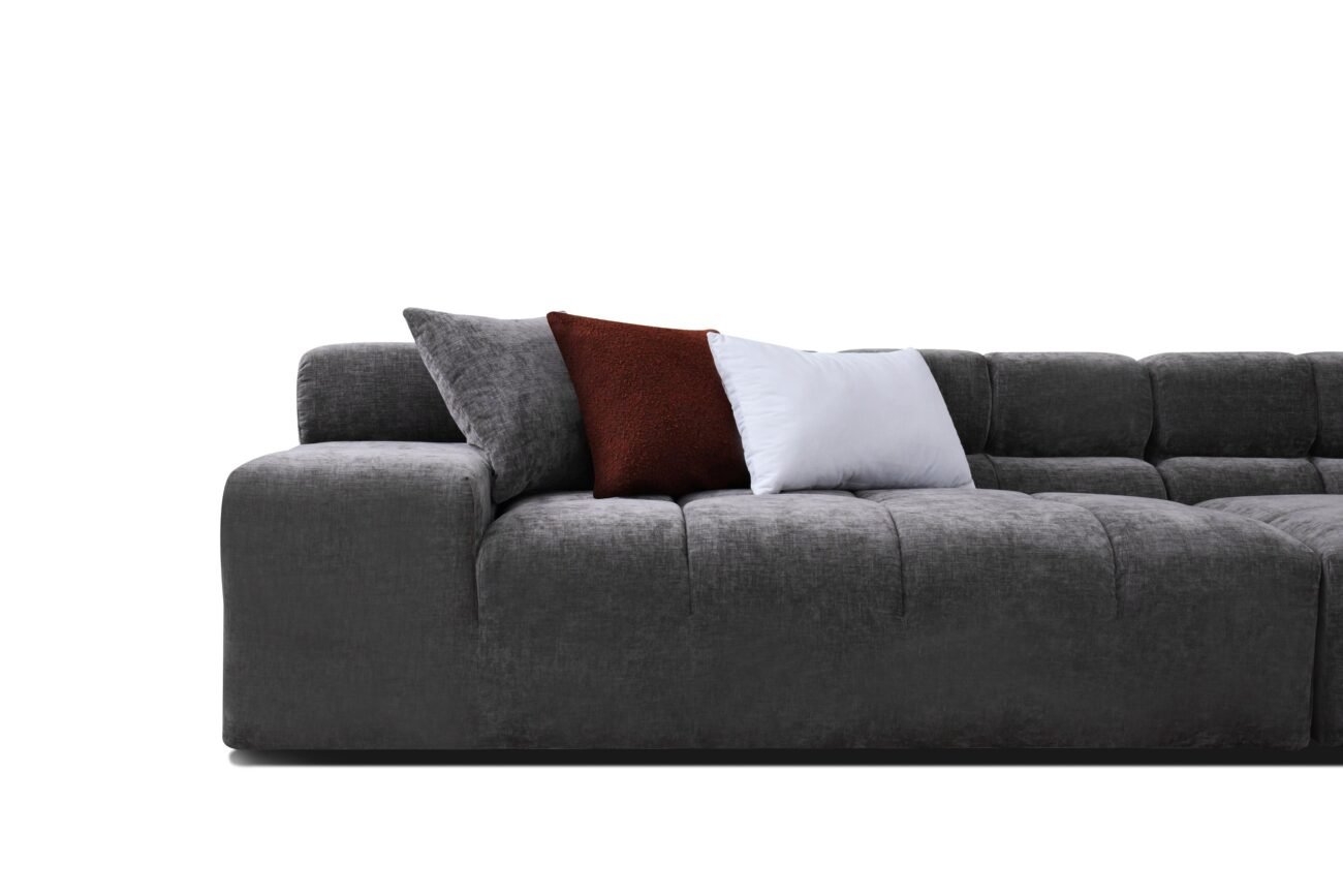 Divani Casa Rhonda - Modern Grey Fabric 4-Seater Sofa - Image 5