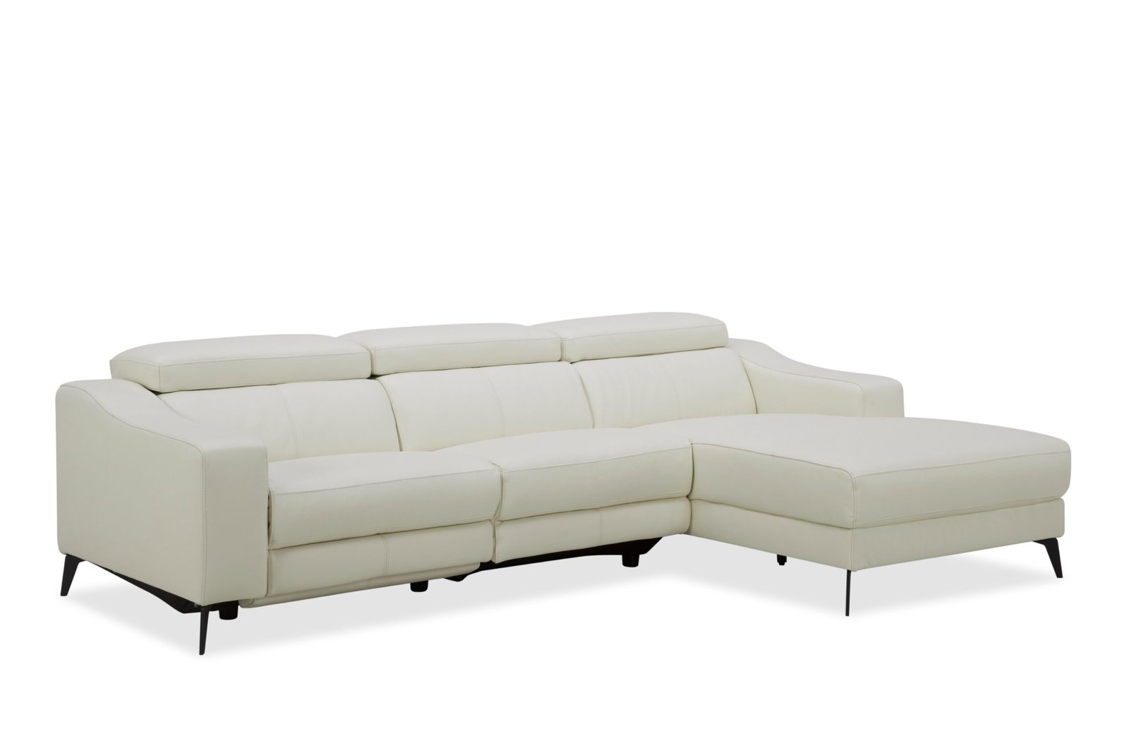 Modrest Rampart - Modern L-Shape RAF White Leather Sectional Sofa with 1 Recliner - Image 4