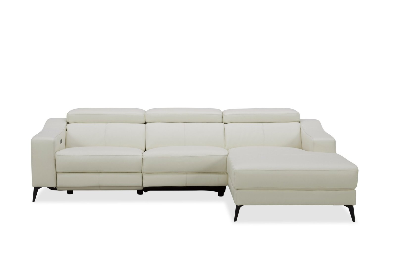 Modrest Rampart - Modern L-Shape RAF White Leather Sectional Sofa with 1 Recliner - Image 3