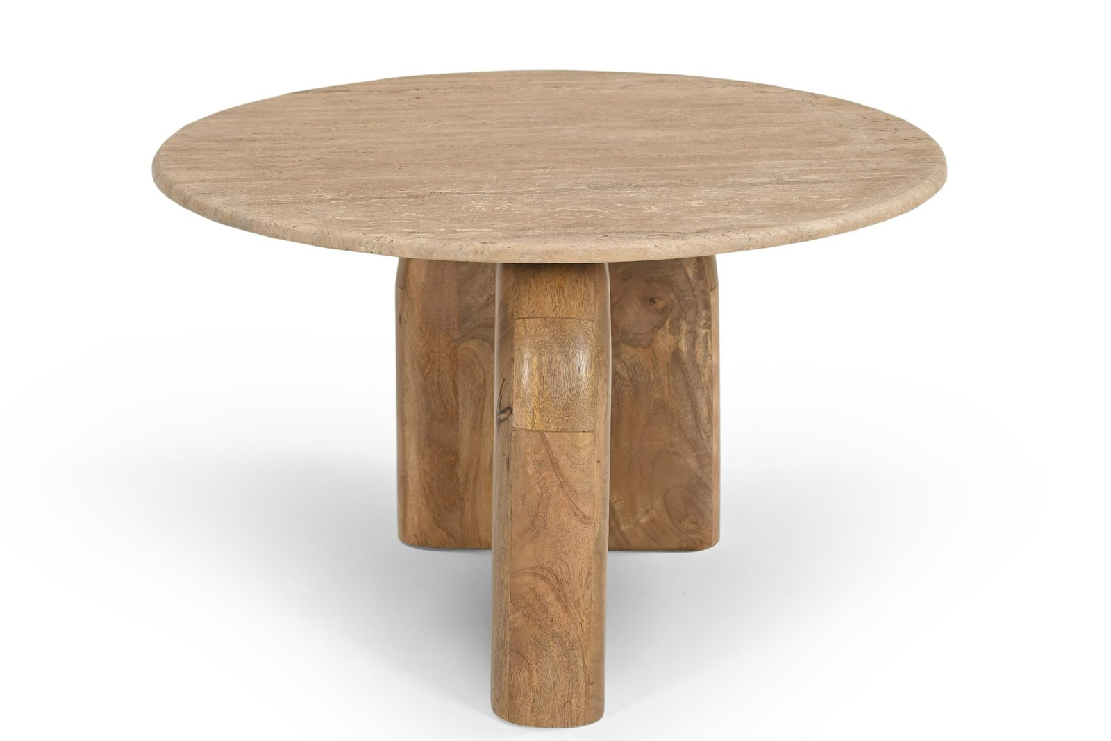 Modrest Kellison - Modern Travertine Marble + Wood End Table - Image 2