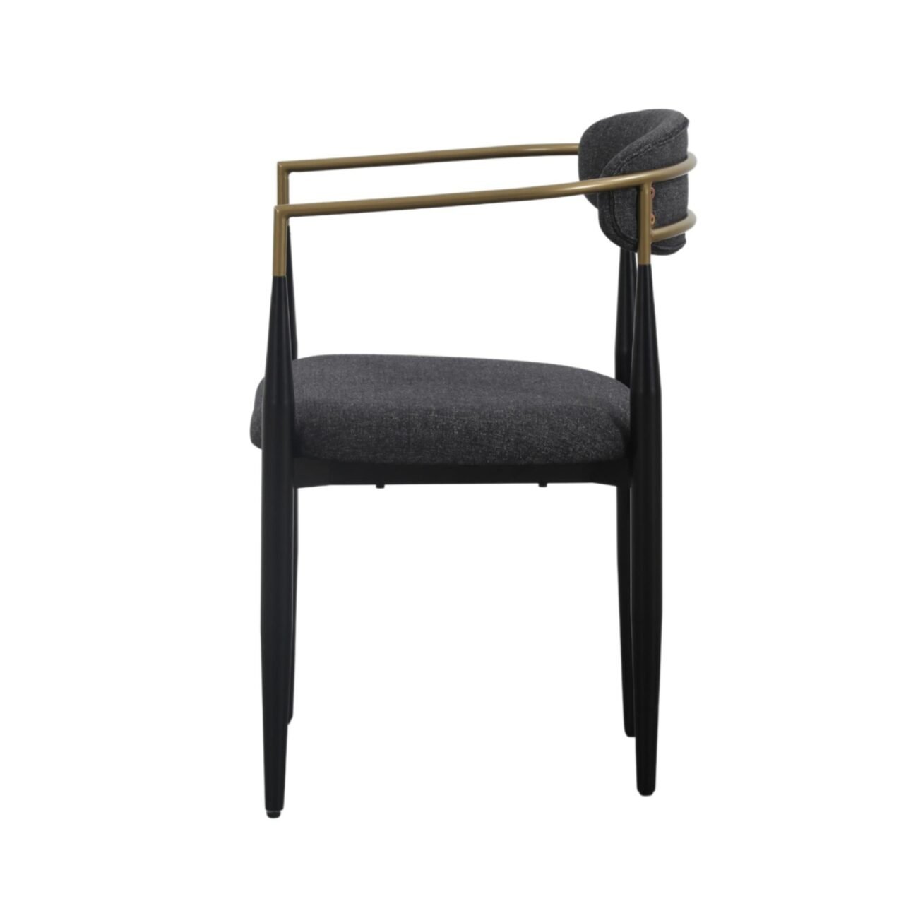Modrest Buchtel - Mid-Century Modern Dark Grey + Gold Arm + Black Dining Chair - Image 2