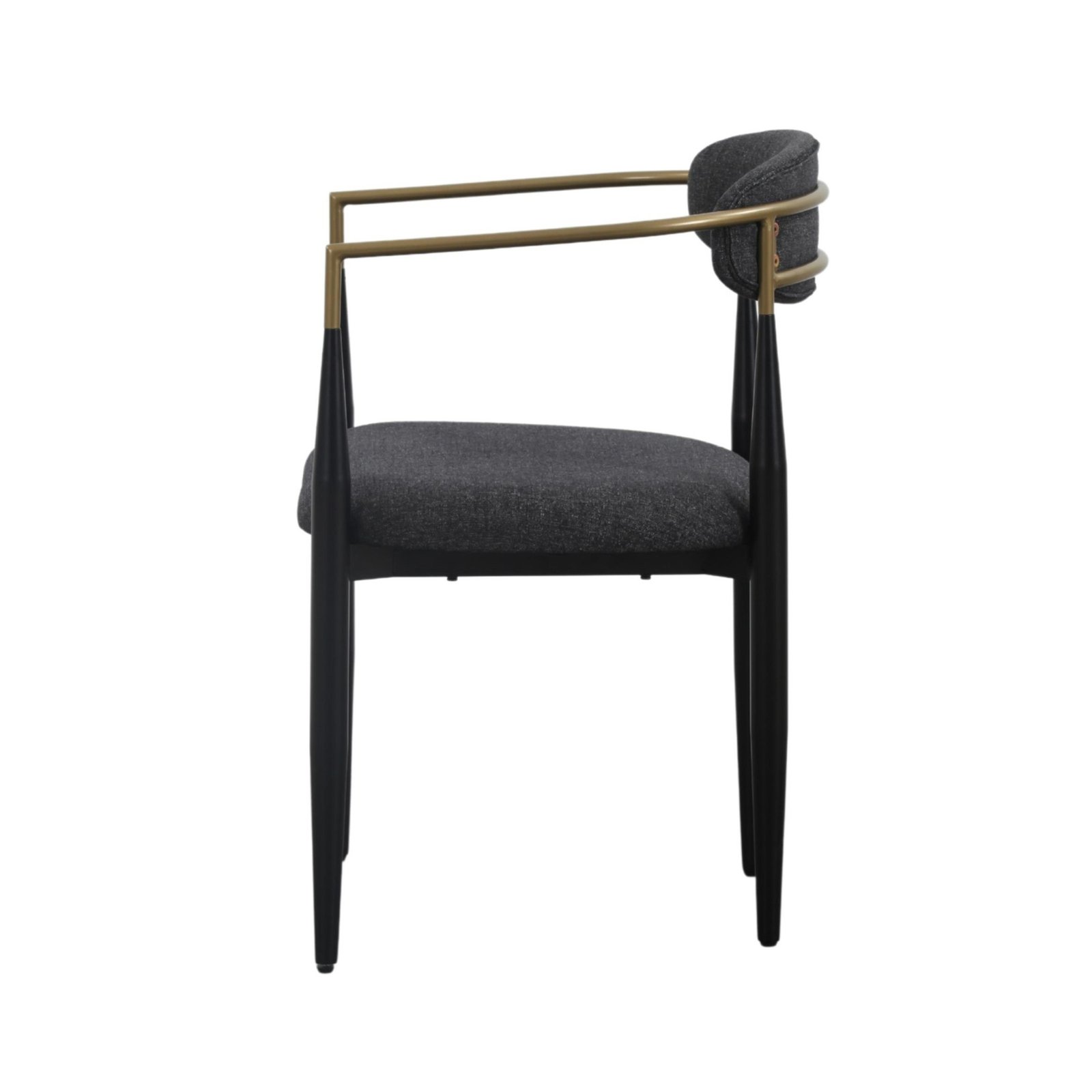 Modrest Buchtel - Mid-Century Modern Dark Grey + Gold Arm + Black Dining Chair - Image 2