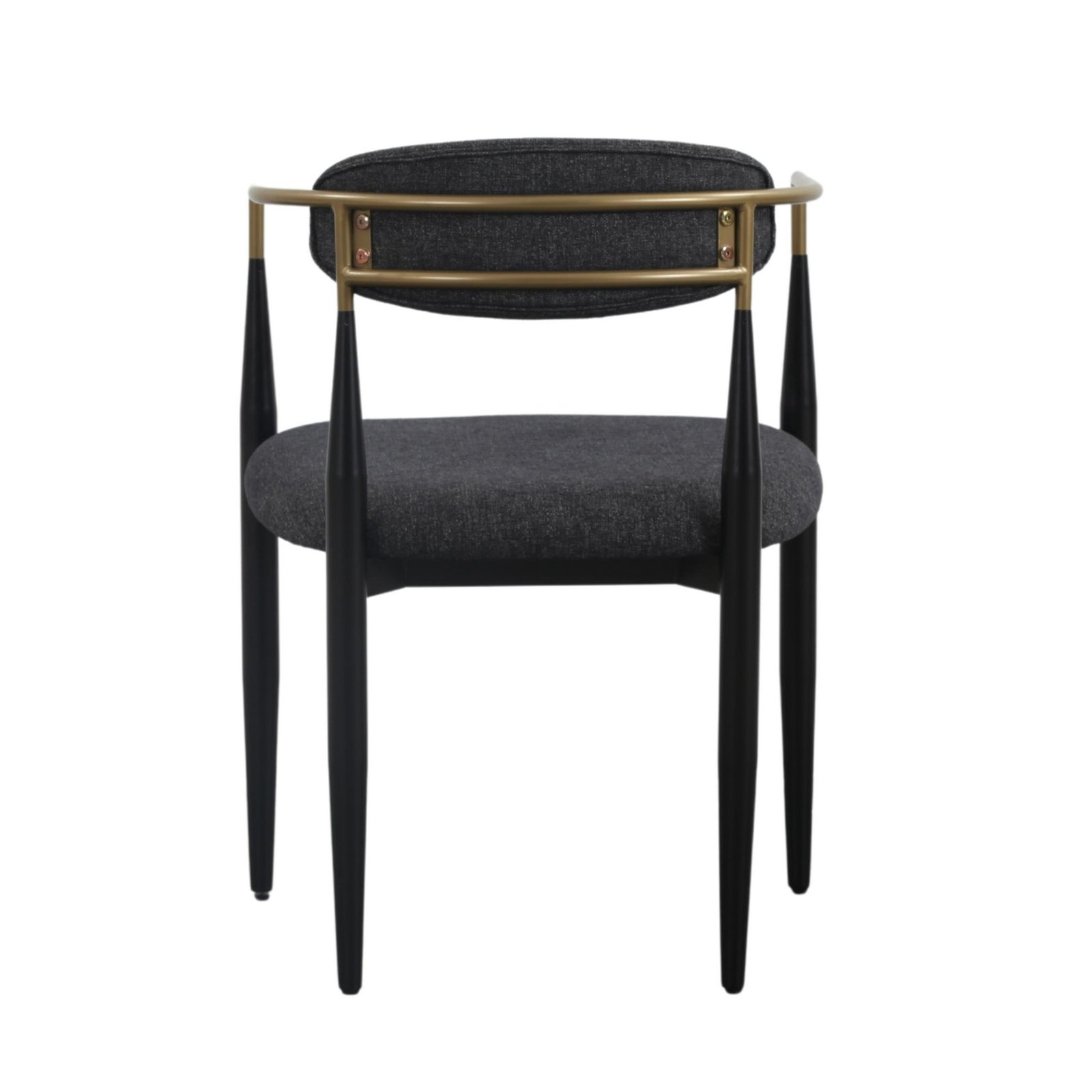 Modrest Buchtel - Mid-Century Modern Dark Grey + Gold Arm + Black Dining Chair - Image 3