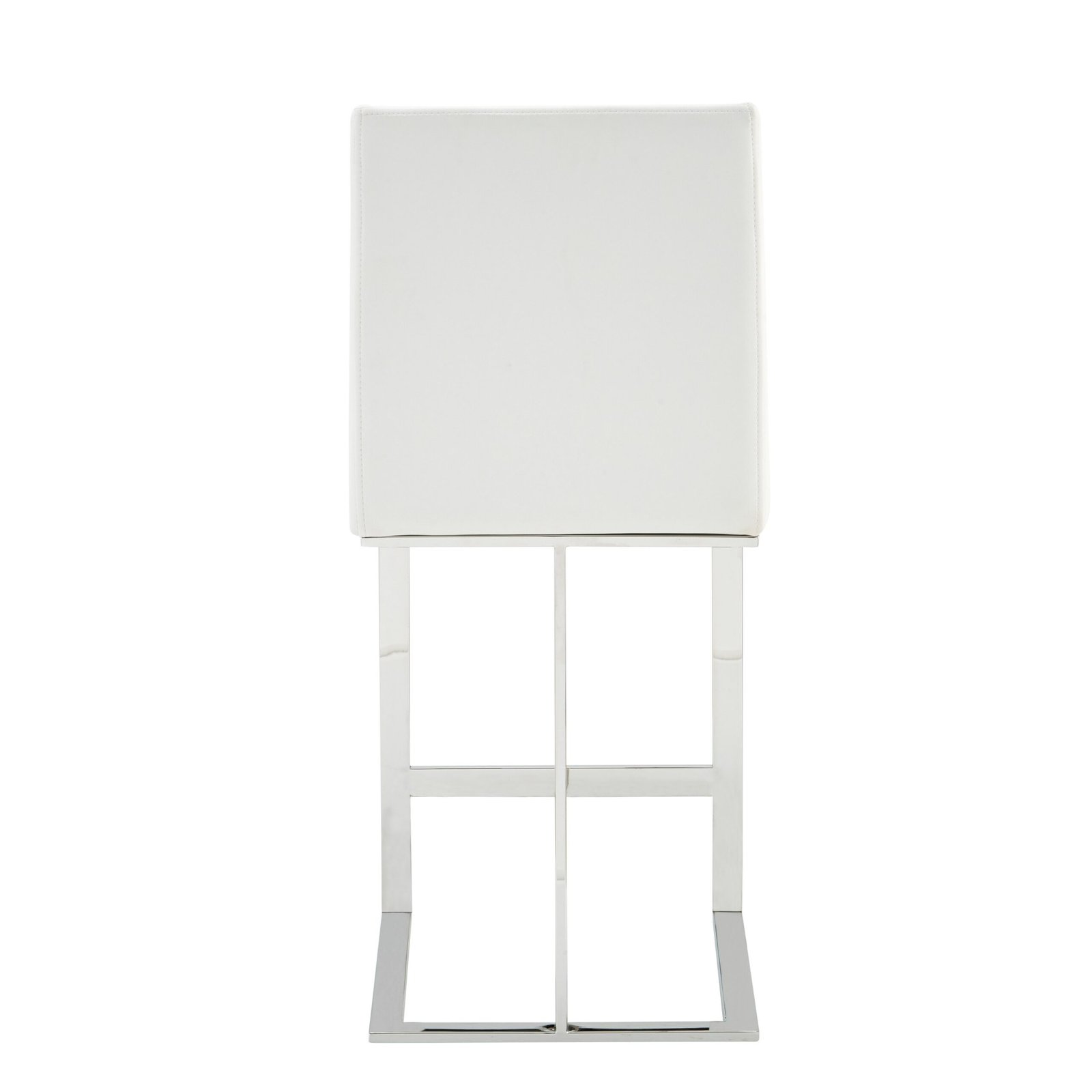 Modrest Frankie - Modern White Vegan Leather + Stainless Steel Counter Chair - Image 2