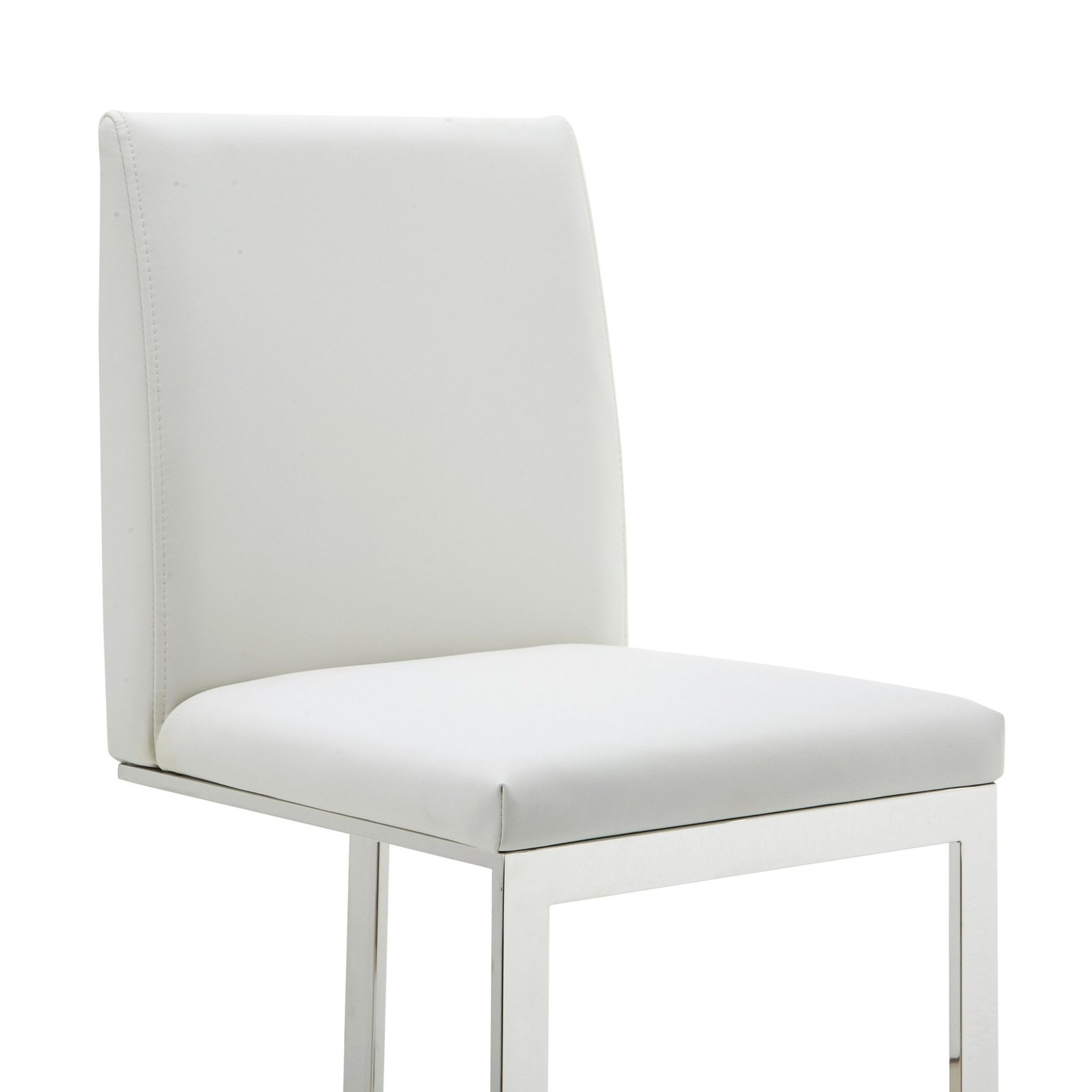 Modrest Frankie - Modern White Vegan Leather + Stainless Steel Counter Chair - Image 3