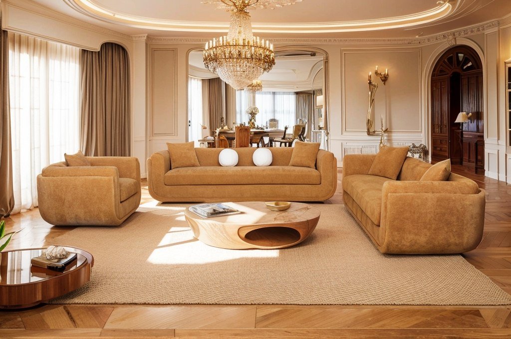 Divani Casa Tiene - Modern Orange Fabric 4-Seat Sofa - Image 4