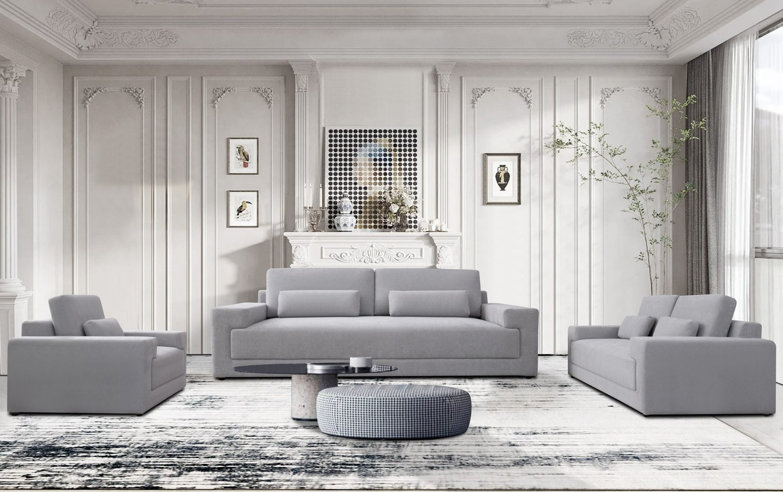 Divani Casa Loki - Modern Grey Fabric 4-Seat Sofa - Image 5