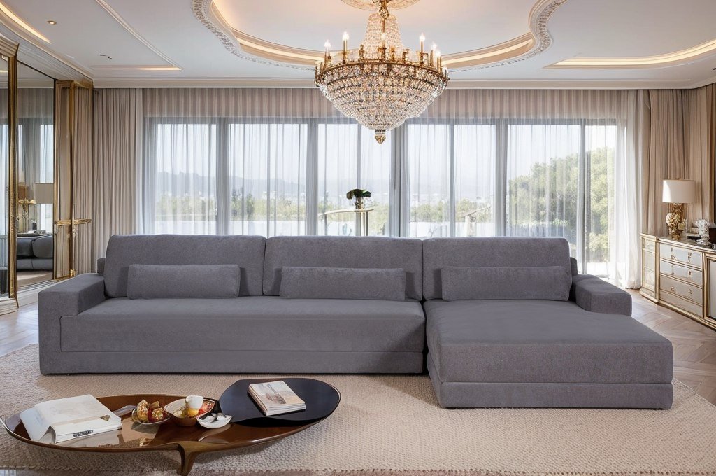 Divani Casa Loki - Modern Grey Fabric Right Facing Sectional Sofa - Image 4