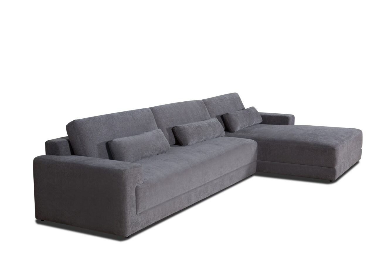 Divani Casa Loki - Modern Grey Fabric Right Facing Sectional Sofa - Image 2