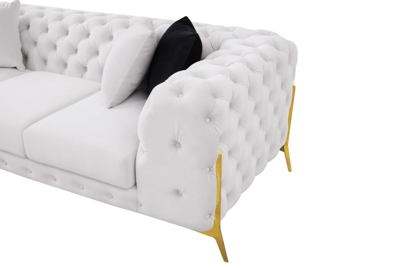 Divani Casa Clarice - Transitional Light Beige Velvet Sofa Set - Image 4