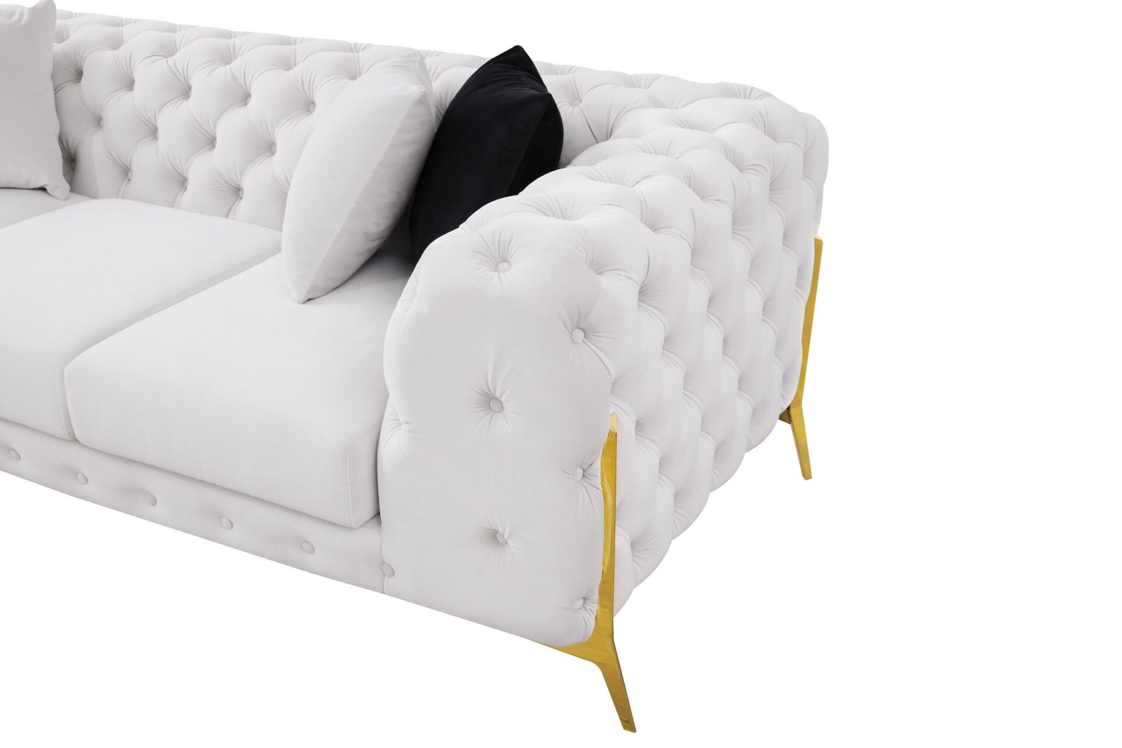 Divani Casa Clarice - Transitional Light Beige Velvet Sofa Set - Image 4
