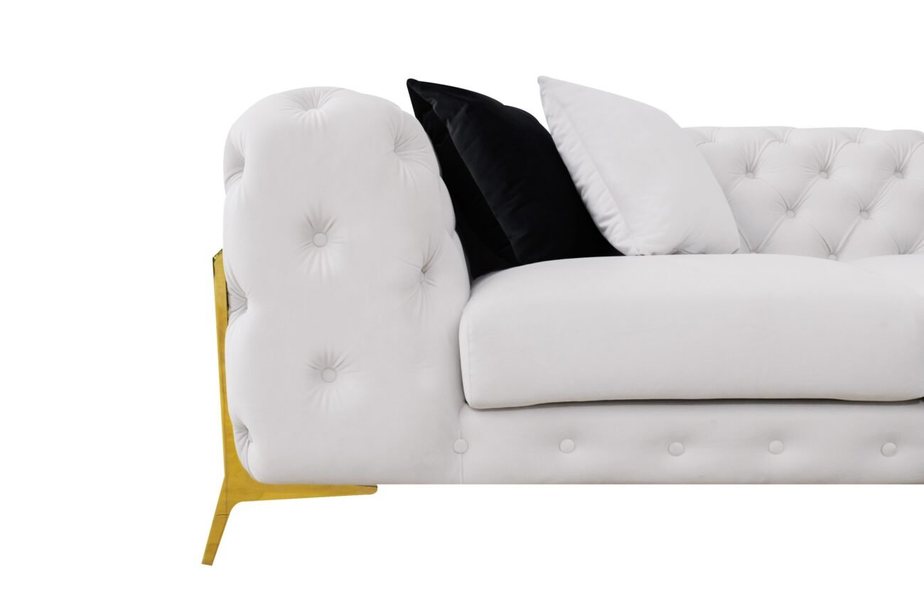 Divani Casa Clarice - Transitional Light Beige Velvet Sofa Set - Image 5