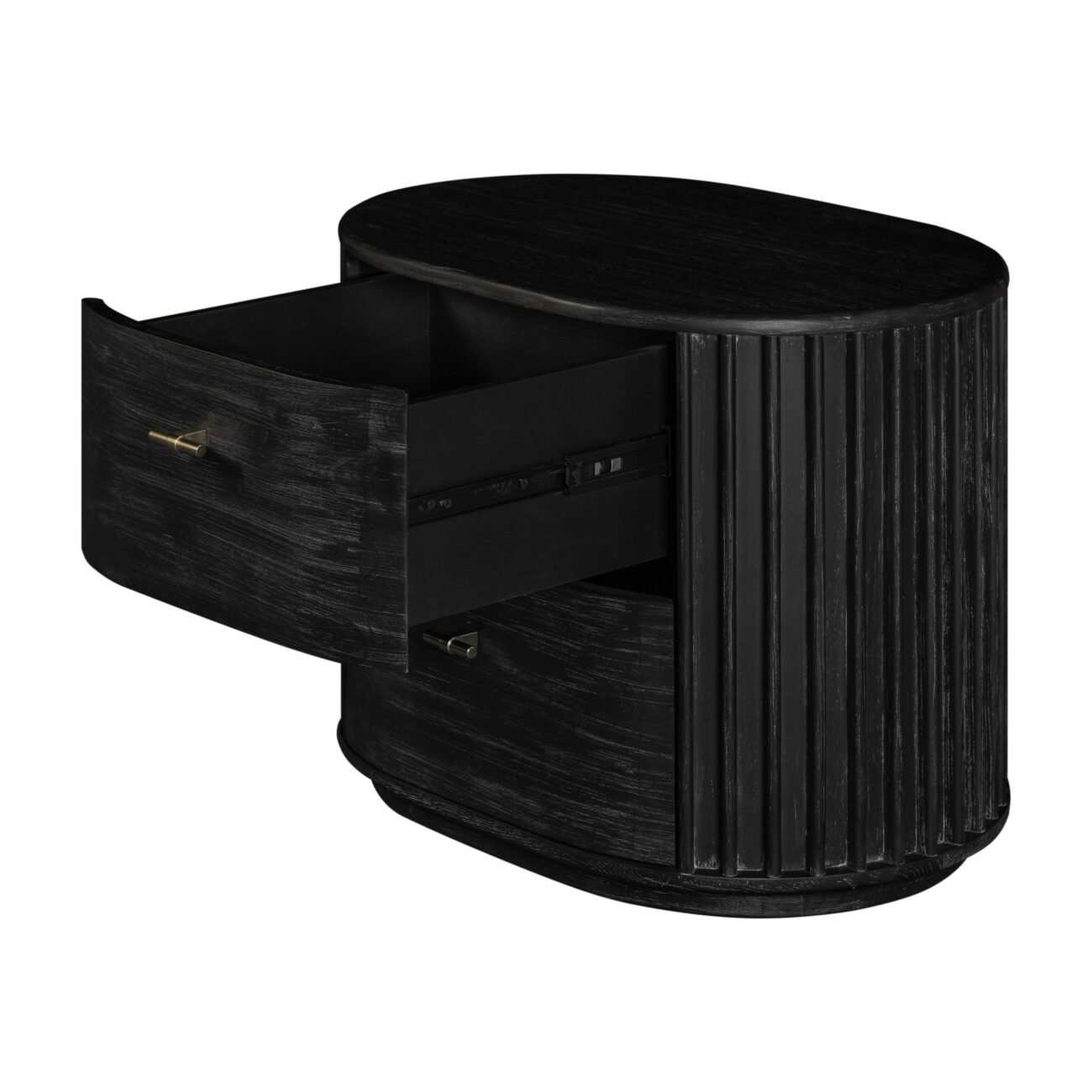 Modrest Fields - Modern Black Acacia Nightstand - Image 2
