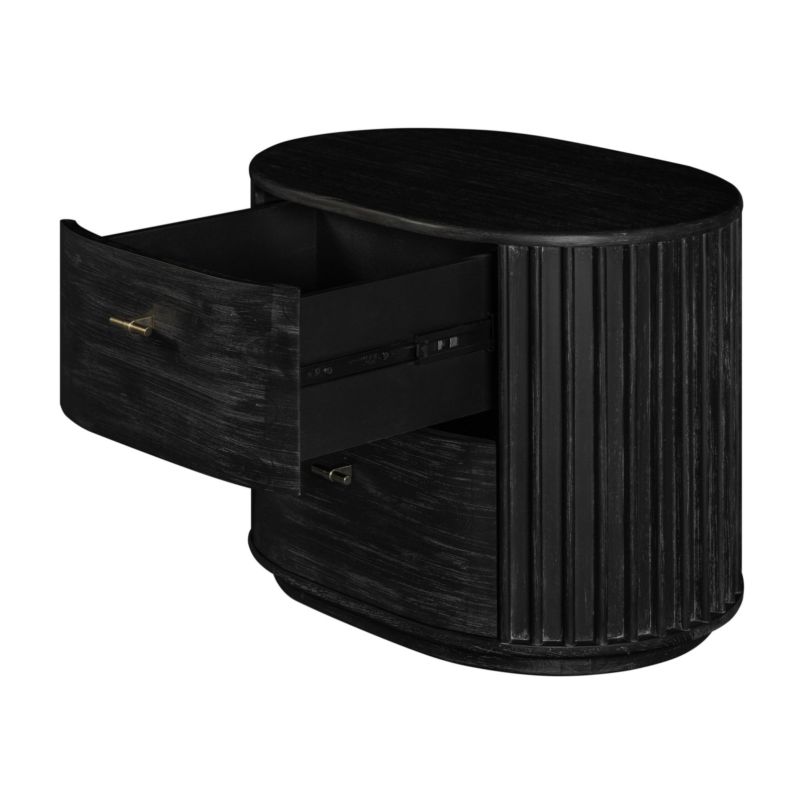 Modrest Fields - Modern Black Acacia Nightstand - Image 2
