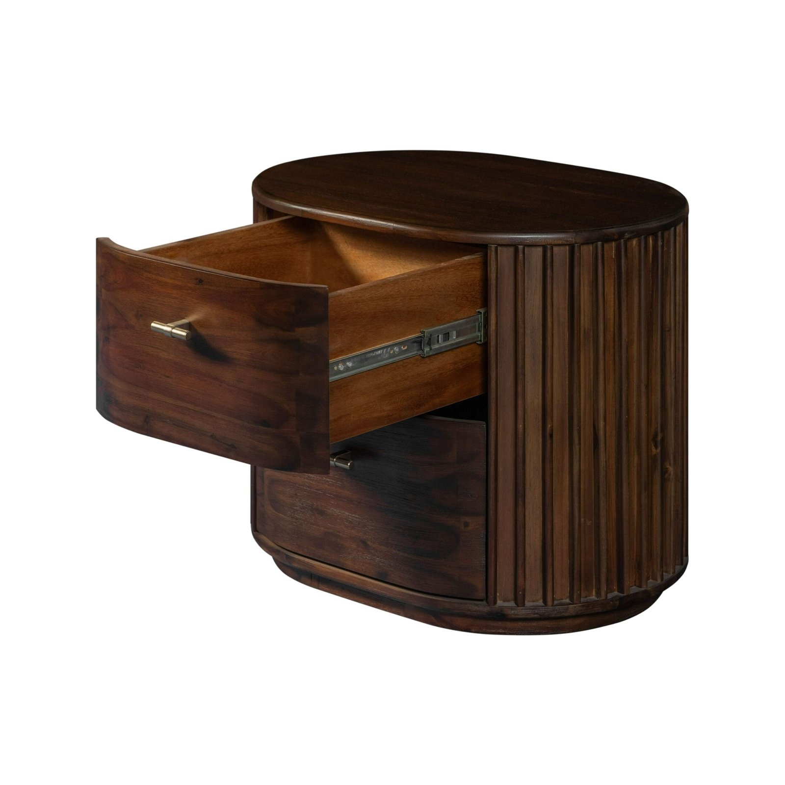 Modrest Fields - Modern Walnut Acacia Nightstand - Image 2