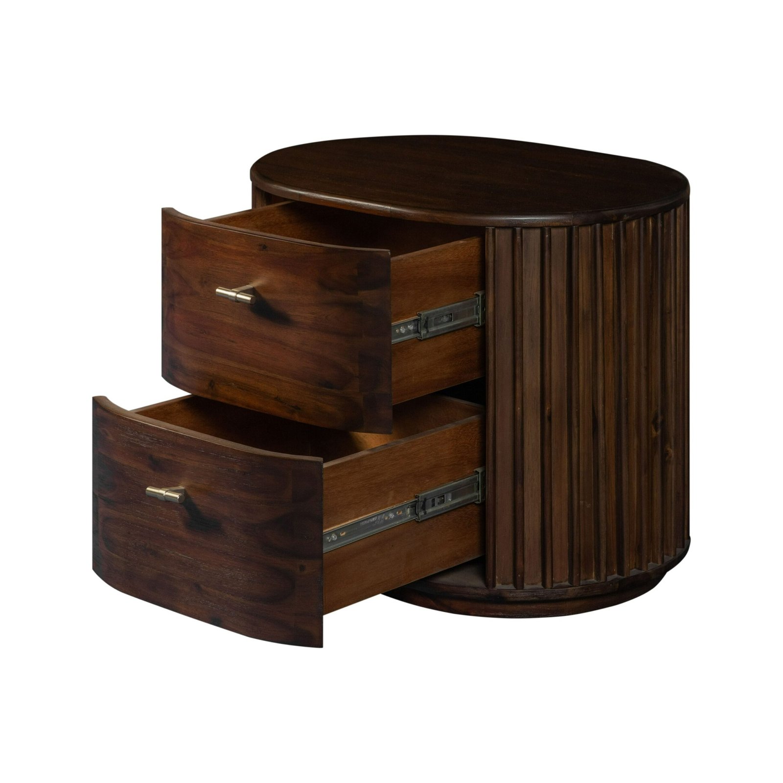 Modrest Fields - Modern Walnut Acacia Nightstand - Image 3