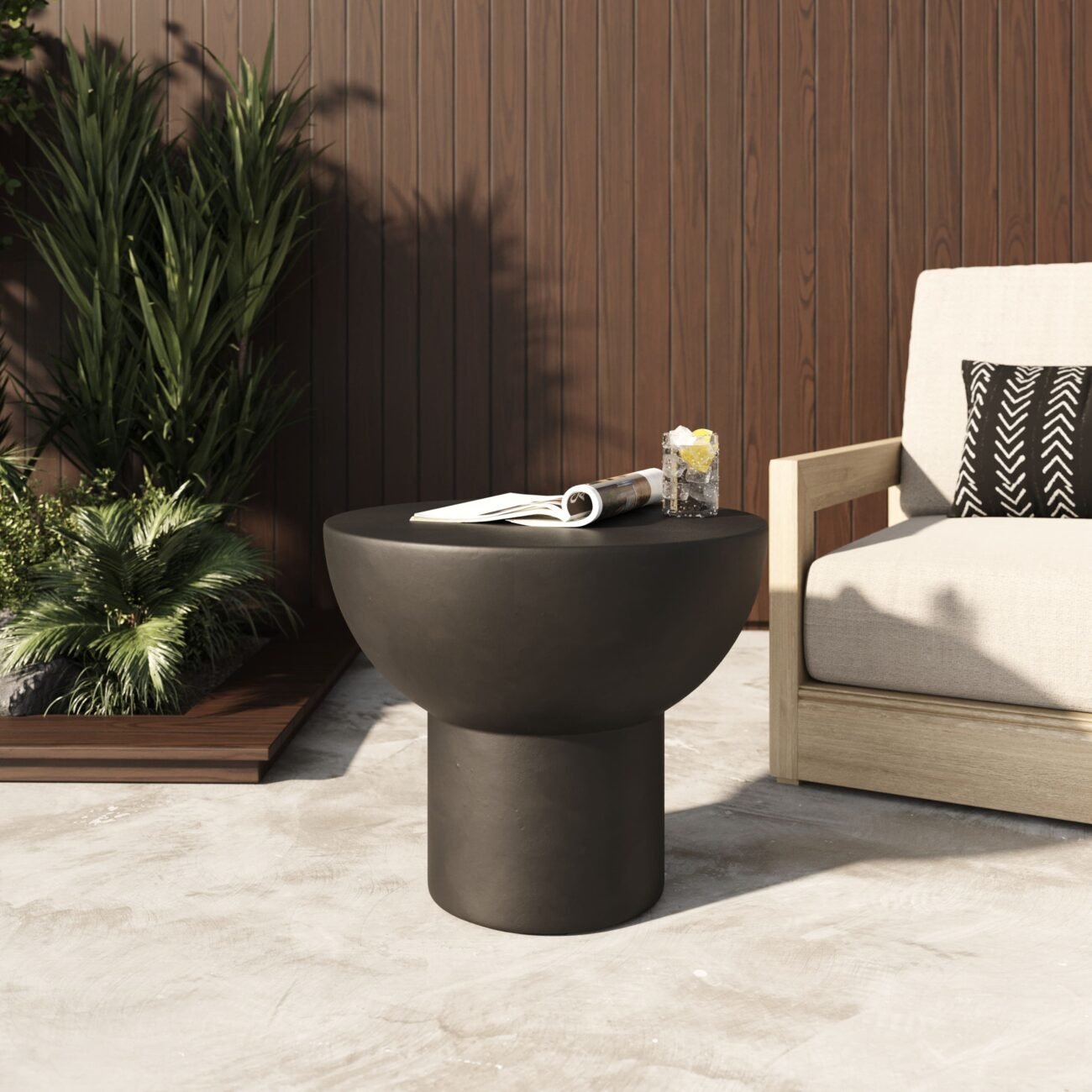 Modrest Fate - Modern Black Concrete End Table - Image 2
