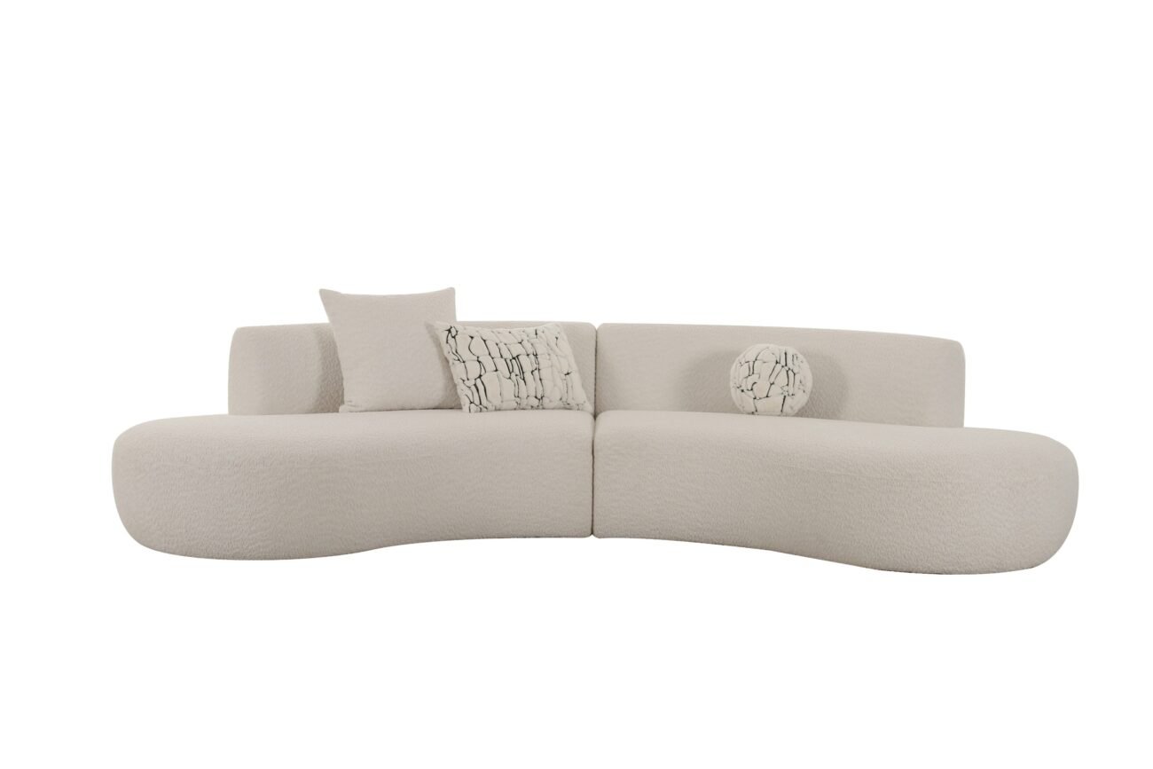 Divani Casa Weldon - Modern Off-White Fabric Curved Sectional - Image 2