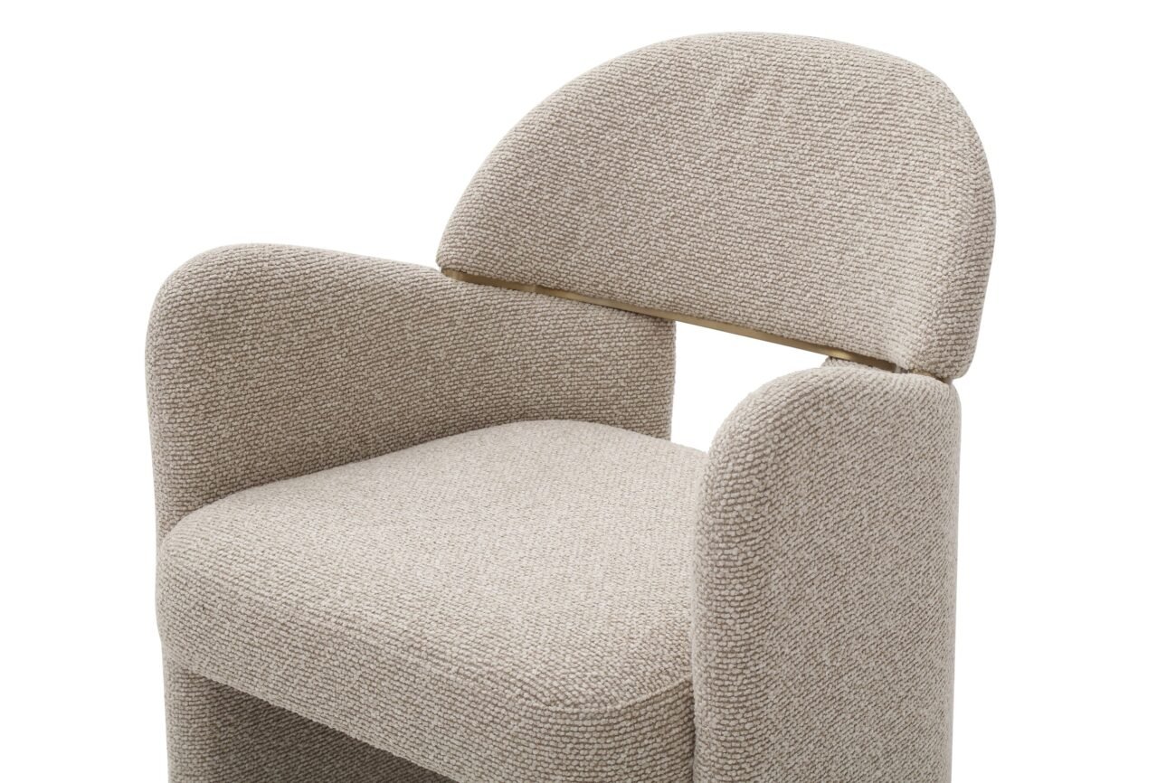 Modrest Ashley - Modern Beige Fabric + Brushed Brass Dining Chair - Image 4