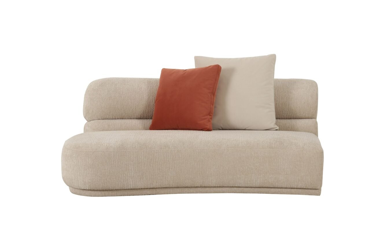 Divani Casa Knight - Modern Beige Fabric Curved Sectional - Image 3