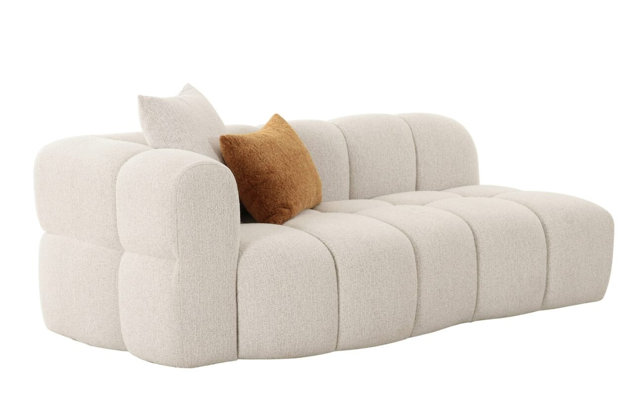 Divani Casa Freya - Modern Beige Fabric Sectional w/ Console - Image 4