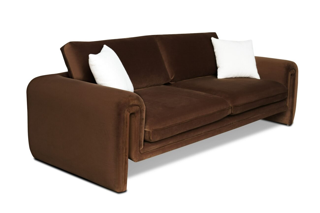 Divani Casa Bentley - Modern Brown Velvet Sofa Set