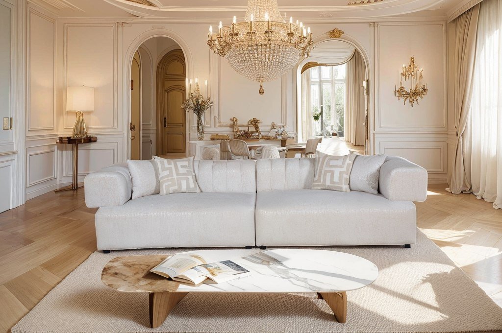 Divani Casa Moreno - Modern Beige Fabric 4-Seater Sofa