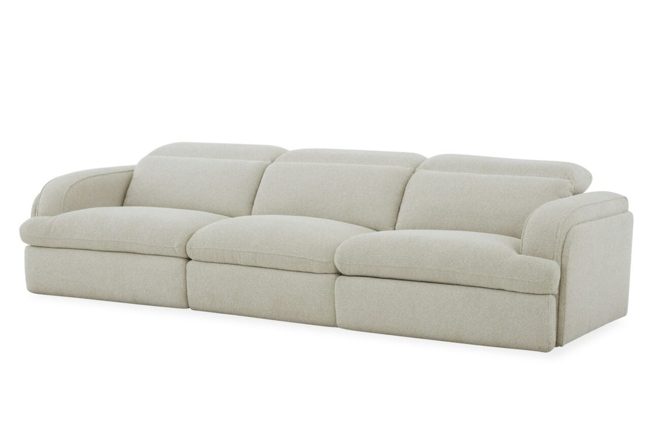Divani Casa Ambler - Modern Off-White Fabric Sofa w/ 2 Power Recliners