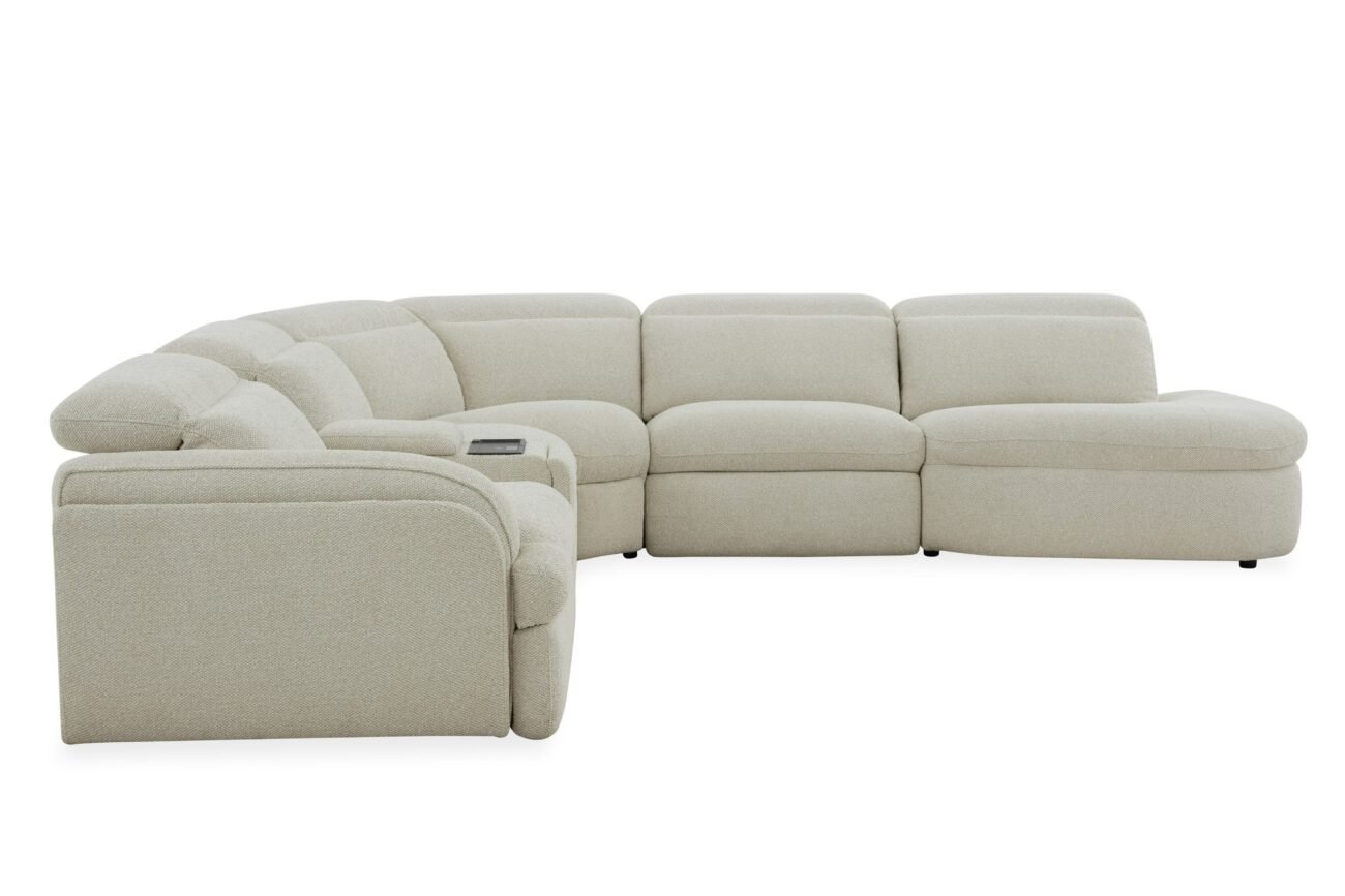 Divani Casa Ambler - Modern Off-White Fabric Sectional Sofa w/ 2 Power Recliners - Image 2