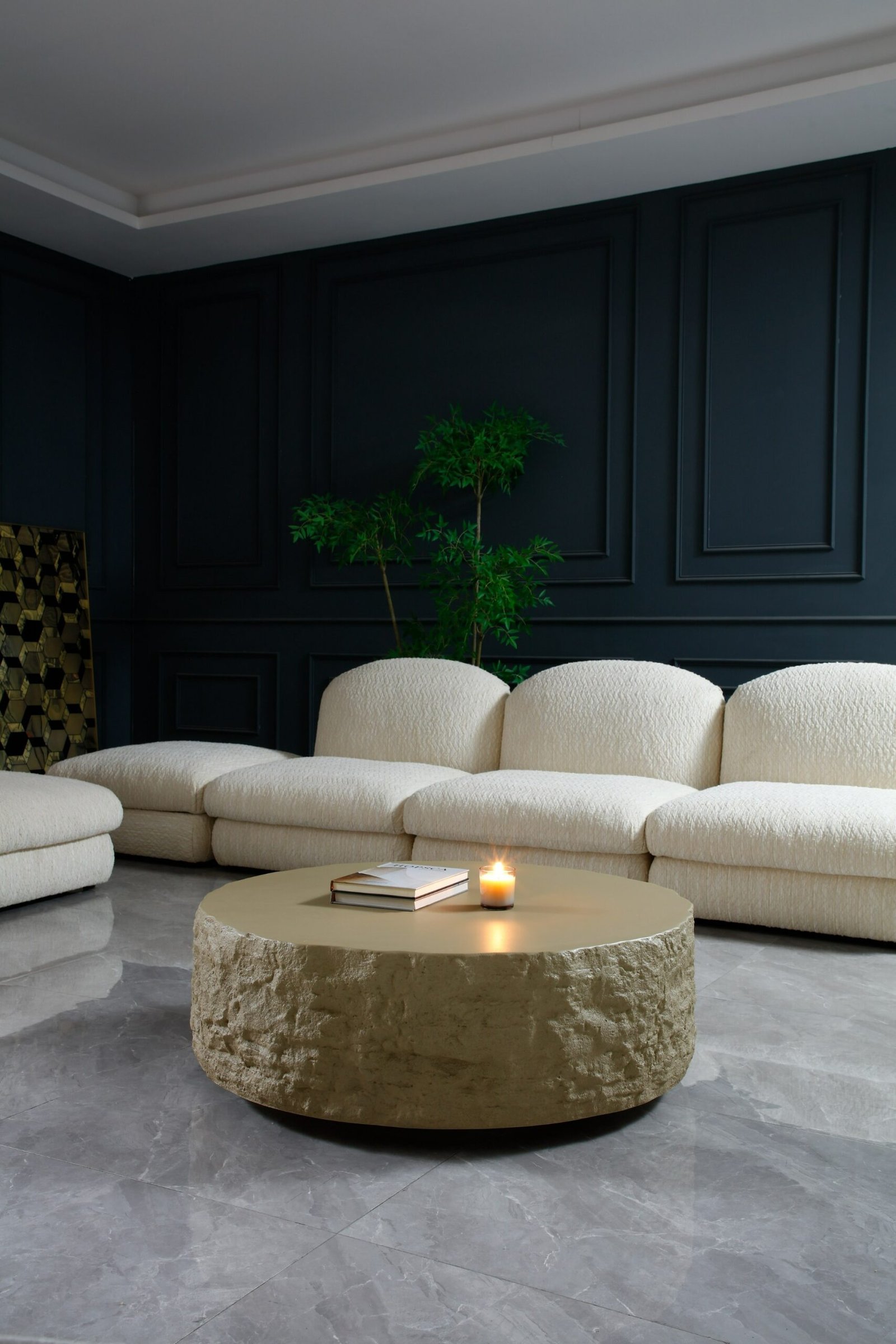Modrest Quarry - Modern Beige Round Coffee Table - Image 2
