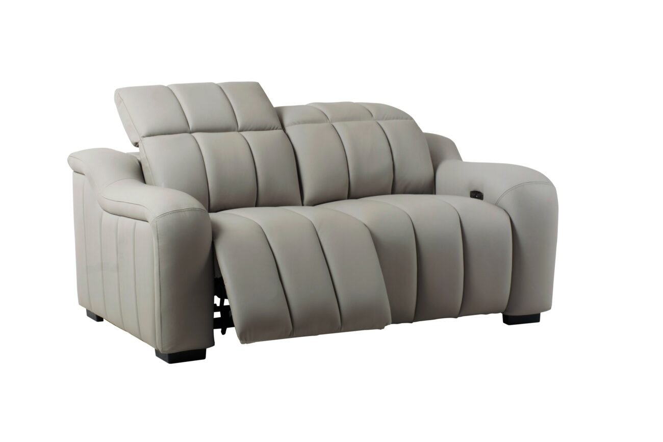 Divani Casa Paddy - Modern Grey Leather Sofa w/ 2 Recliners - Image 3