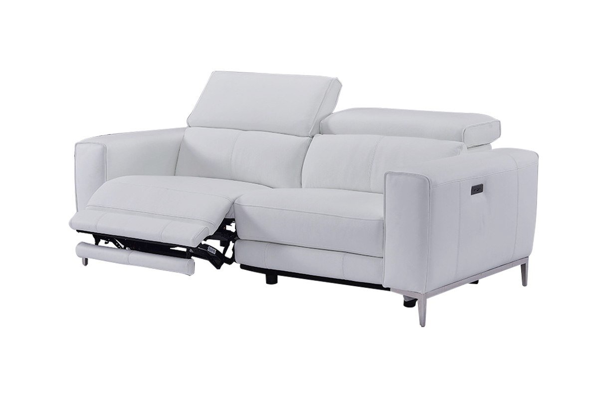Divani Casa Chignik - Modern White Leather Sofa w/ 2 Recliners - Image 3