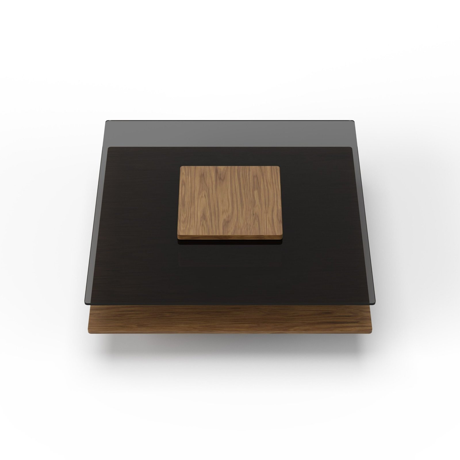 Modrest Clarion - Modern Walnut & Grey Glass Coffee Table - Image 2