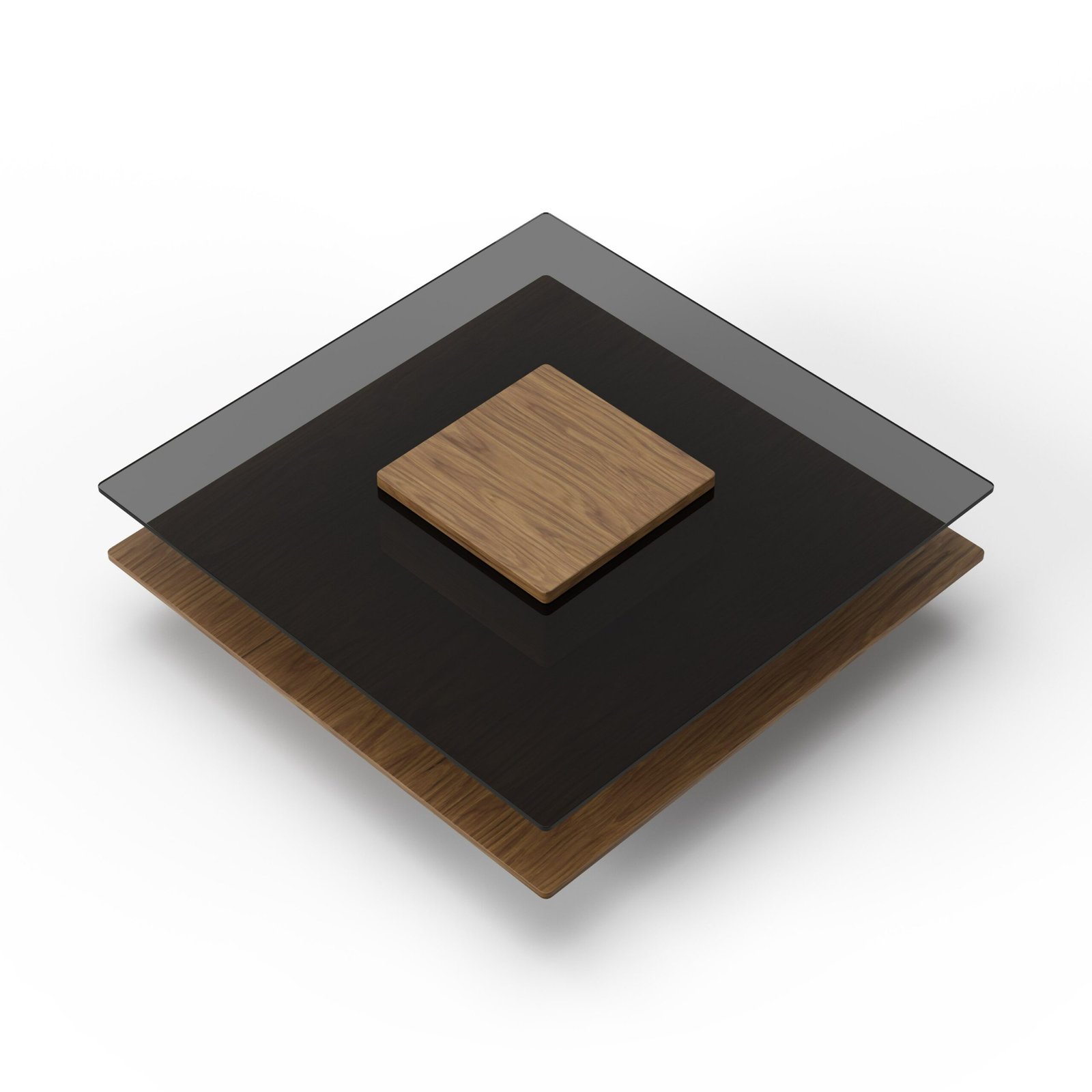 Modrest Clarion - Modern Walnut & Grey Glass Coffee Table - Image 3